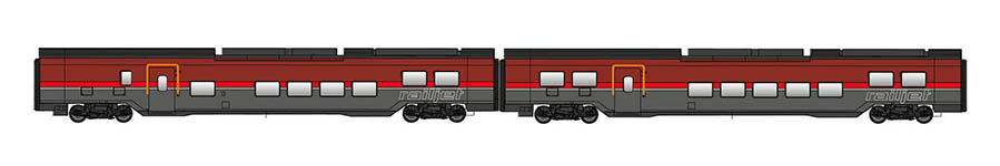 095-JC12200 - H0 - 2-tlg. Railjet-Wagen-Set DANI, ÖBB, Ep. VI - AC